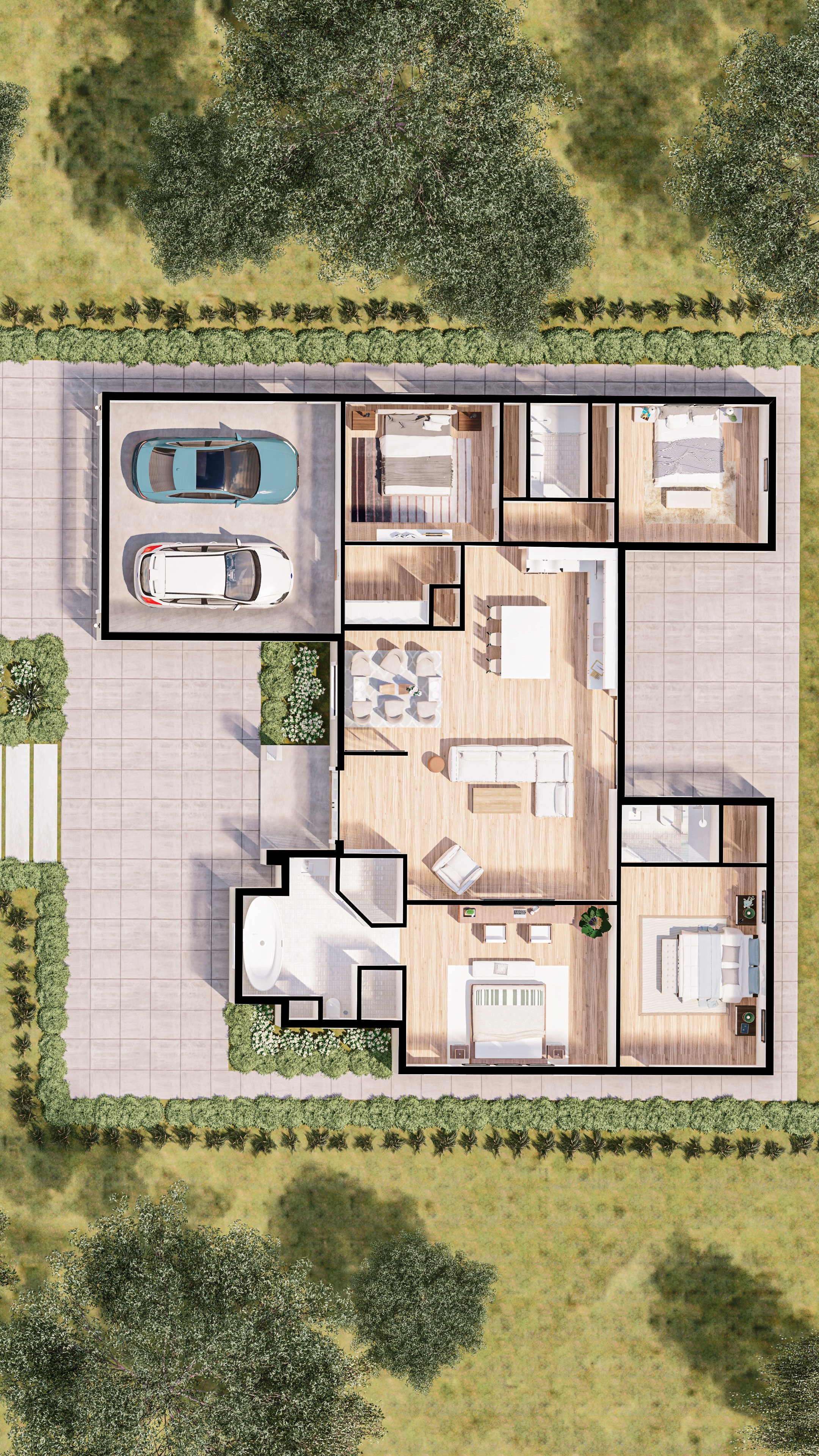 Top View Home Render